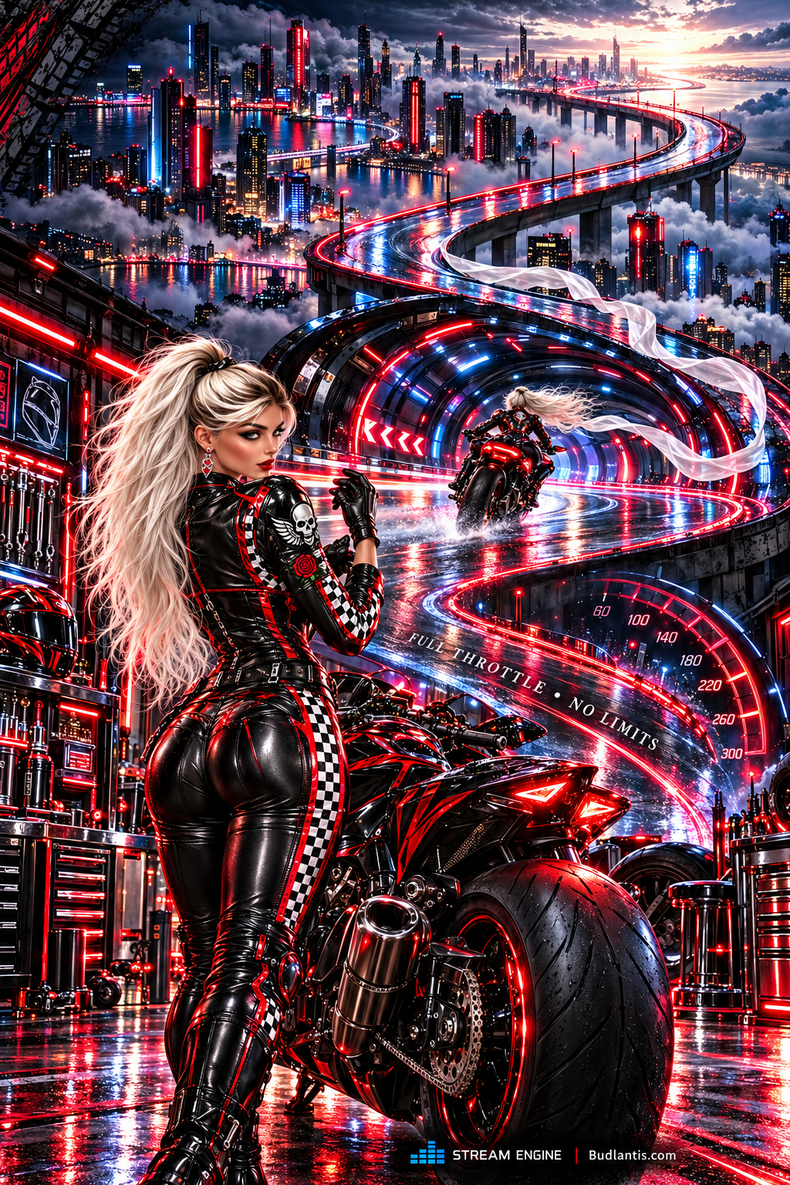 Tiffany motorcycle profile artwork